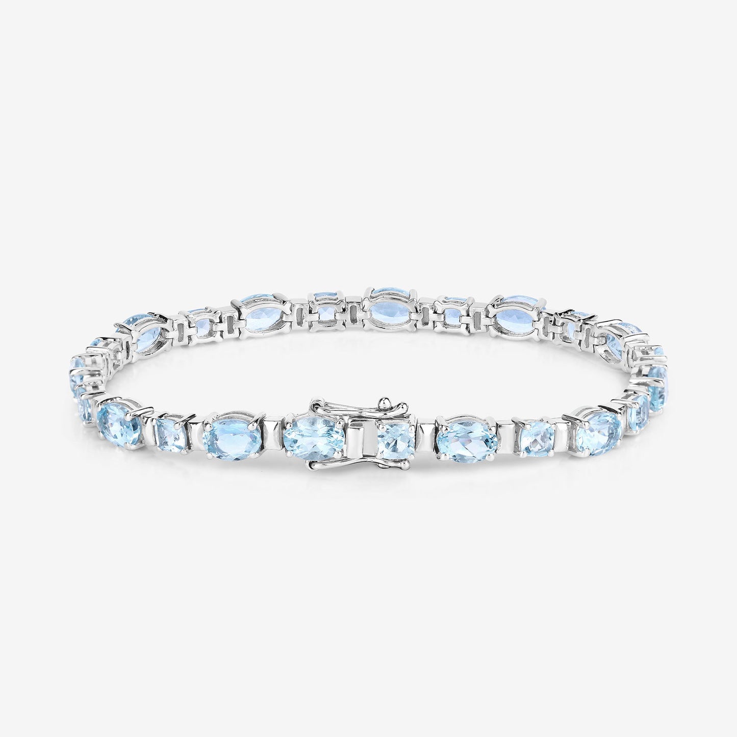 Aquamarine Tennis Bracelet 10 Carats Sterling Silver