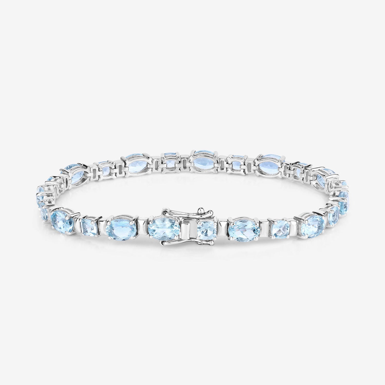 Aquamarine Tennis Bracelet 10 Carats Sterling Silver