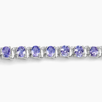 Tanzanite Tennis Bracelet 6.44 Carats Sterling Silver