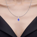 Tanzanite Pendant With Diamonds 3.32 Carats 14K White Gold