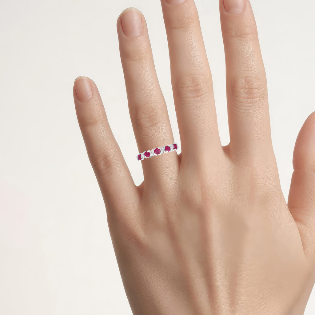 Ruby Ring With White Topaz 0.66 Carats Sterling Silver