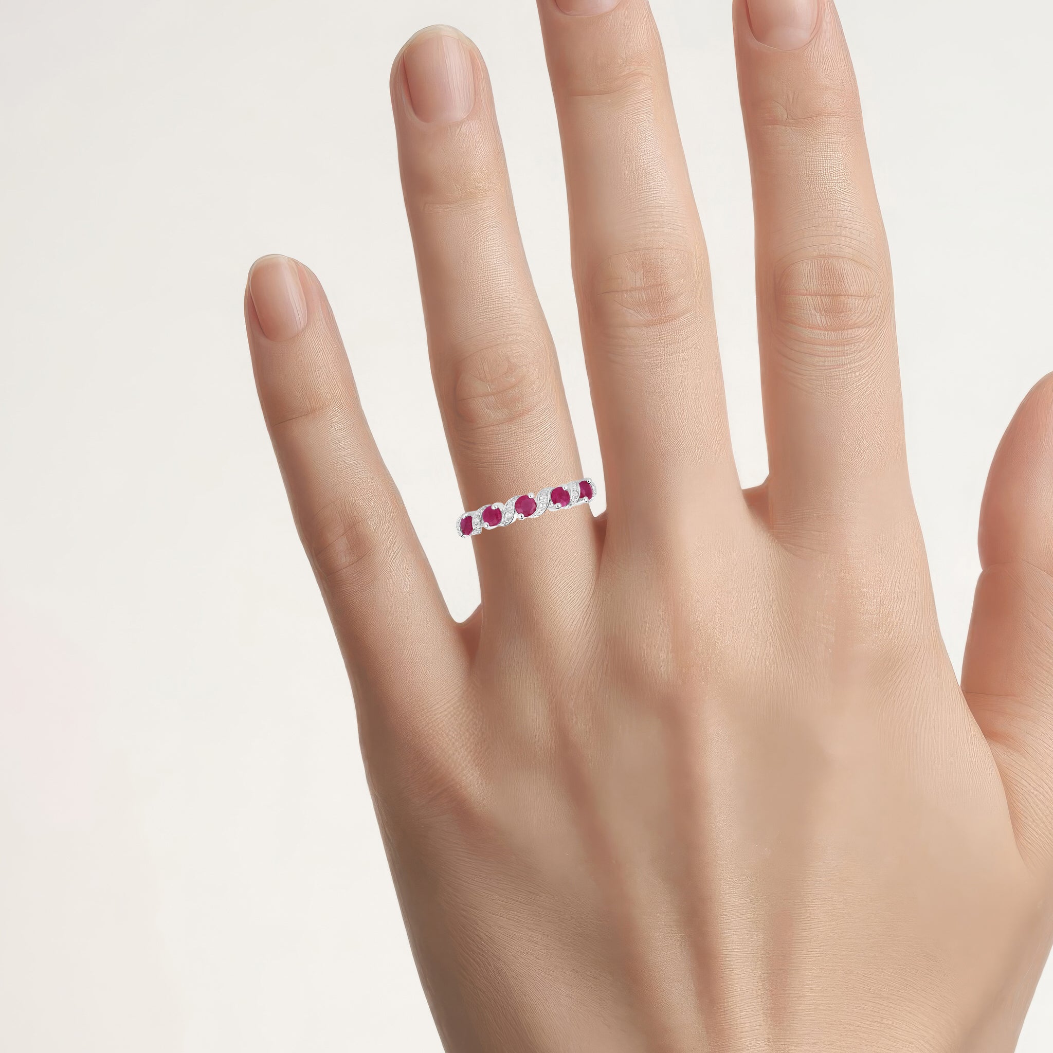 Ruby Ring With White Topaz 0.66 Carats Sterling Silver