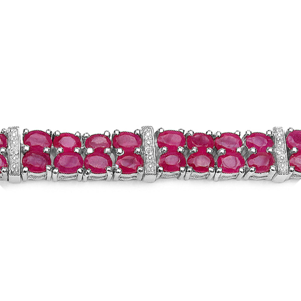 Ruby Tennis Bracelet With White Topaz 16.7 Carats Sterling Silver