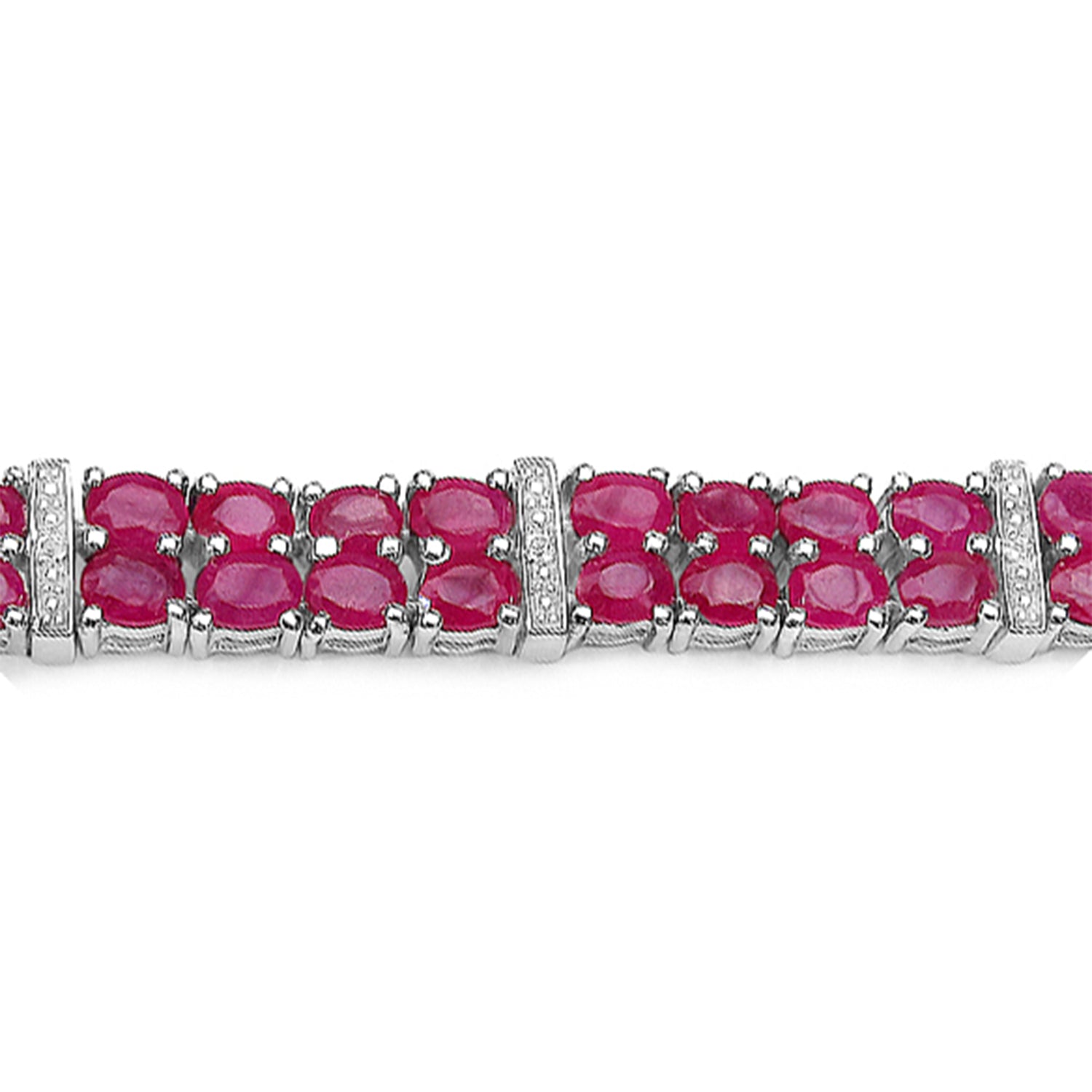 Ruby Tennis Bracelet With White Topaz 16.7 Carats Sterling Silver