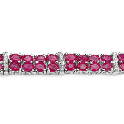 Ruby Tennis Bracelet With White Topaz 16.7 Carats Sterling Silver