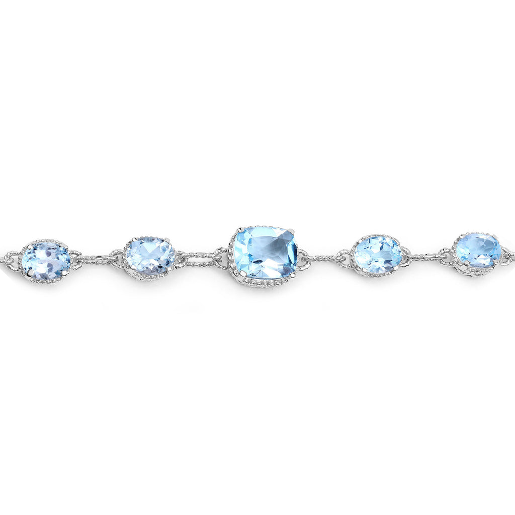 Blue Topaz Bracelet 20.6 Carats Sterling Silver