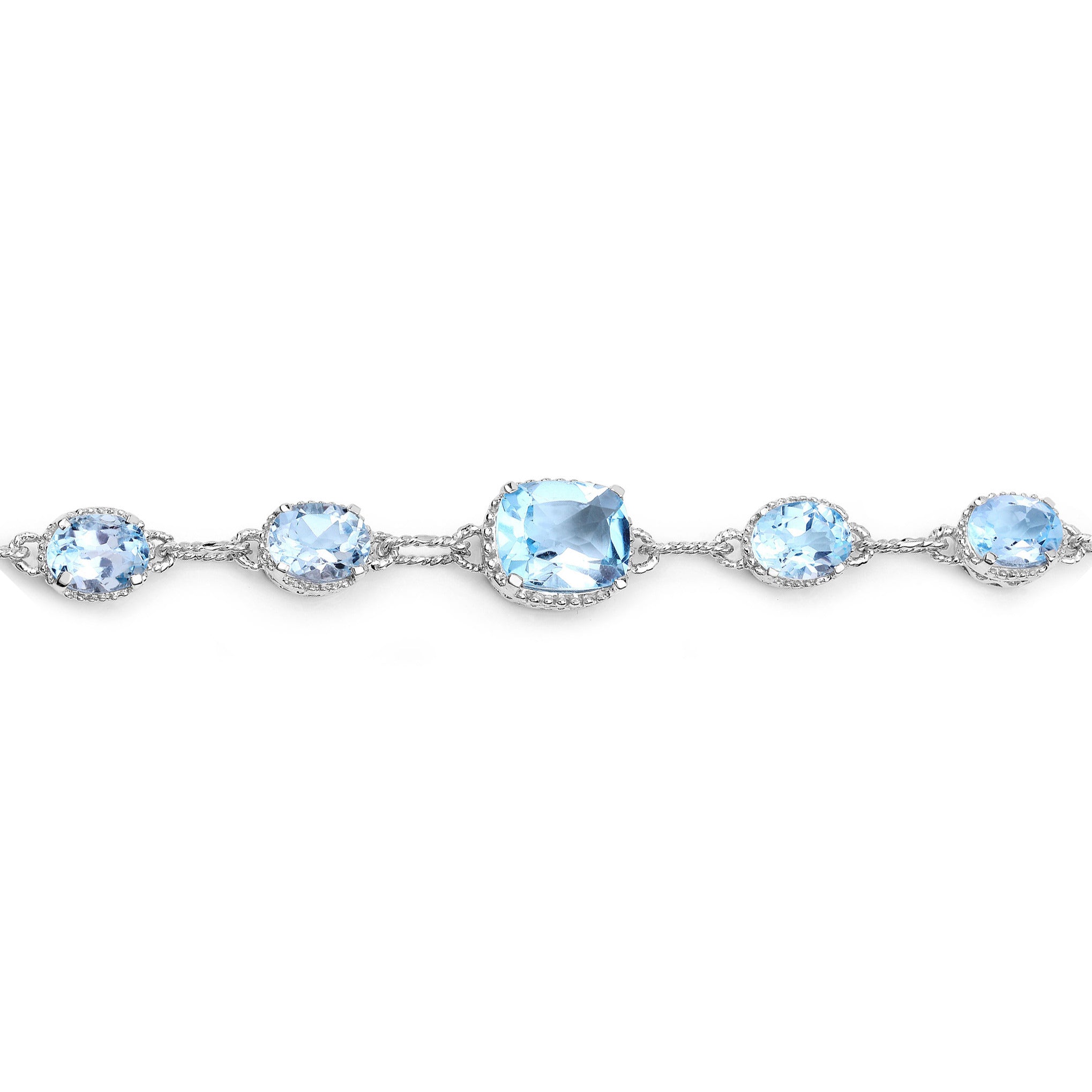 Blue Topaz Bracelet 20.6 Carats Sterling Silver