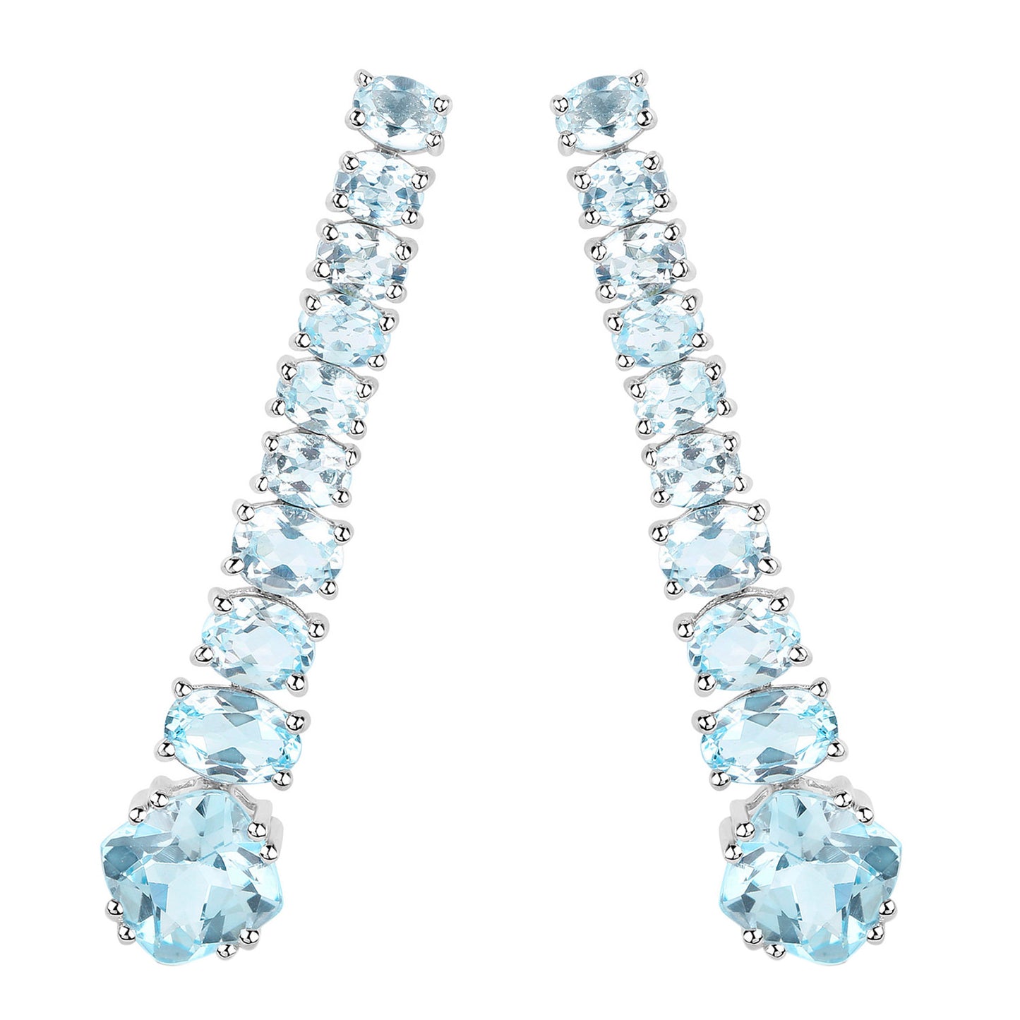 Blue Topaz Dangle Earrings 8.5 Carats 18K Gold Plated Silver
