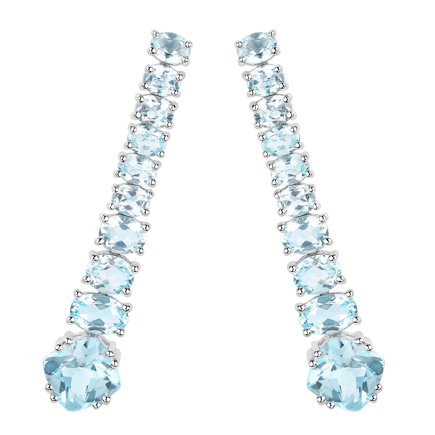 Blue Topaz Dangle Earrings 8.5 Carats 18K Gold Plated Silver