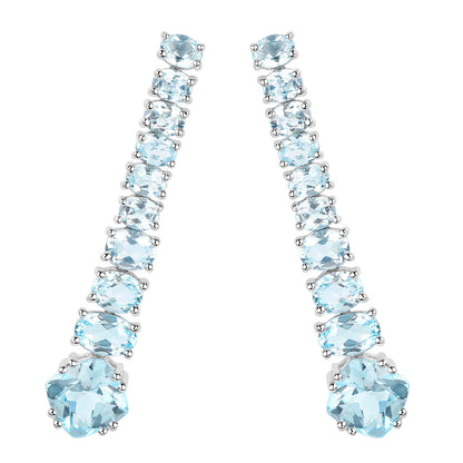 Blue Topaz Dangle Earrings 8.5 Carats 18K Gold Plated Silver