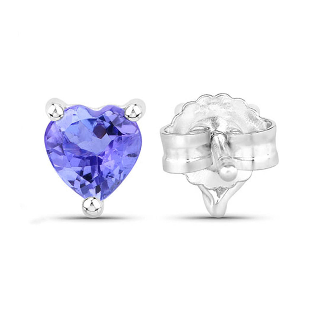 Tanzanite Stud Earrings 0.88 Carats Sterling Silver