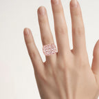 Morganite Ring With Diamonds 5.38 Carats Gold Plated Silver