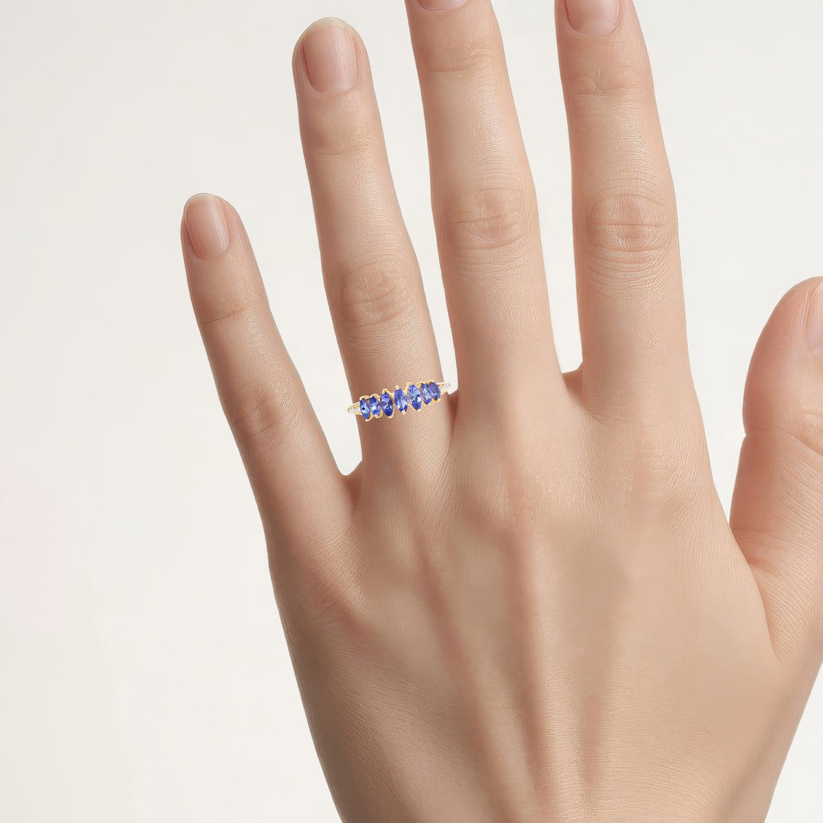 Tanzanite Ring With Diamonds 0.72 Carats 14K Yellow Gold