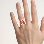Ruby Butterfly Ring 2.98 Carats Gold Plated Silver