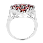Garnet Cluster Ring 5.21 Carats Sterling Silver