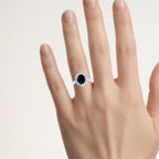 Blue Sapphire Ring With Diamonds 3.66 Carats 14K White Gold