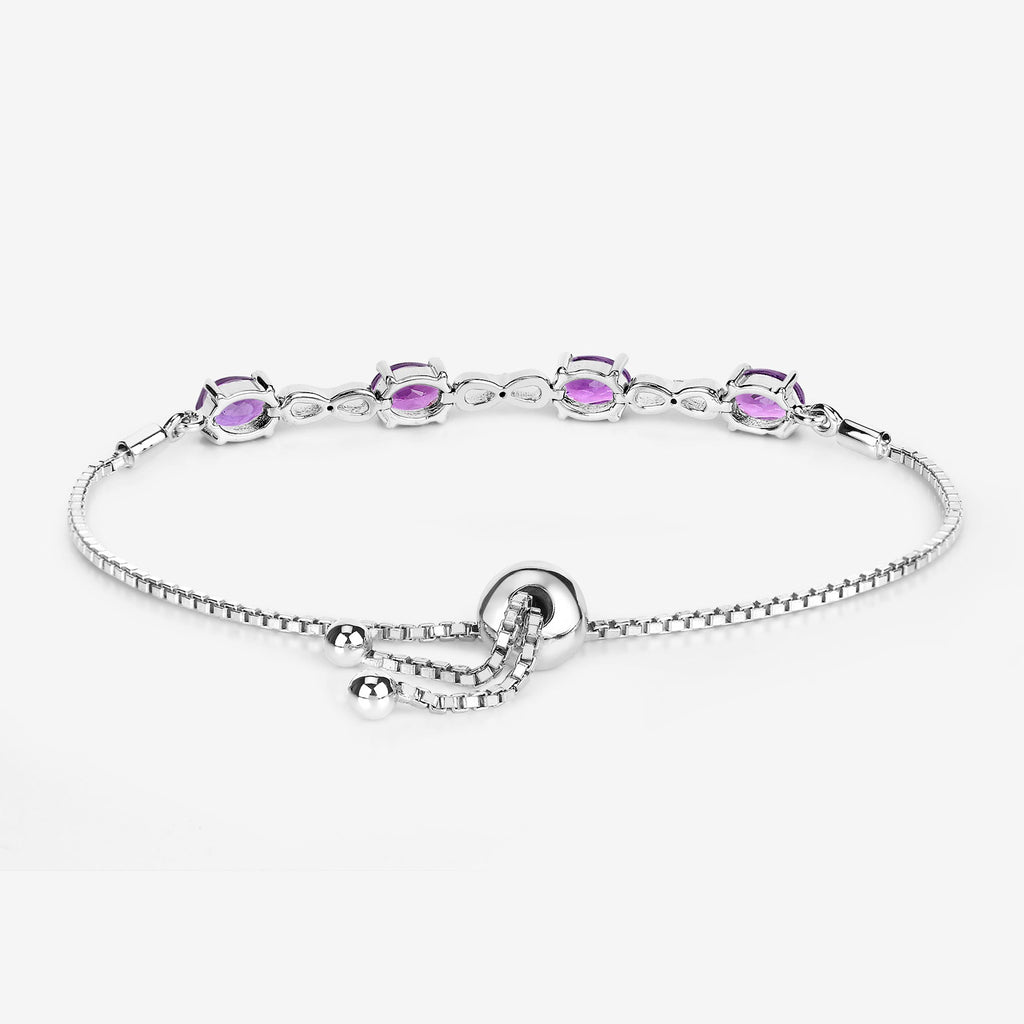 Amethyst Bracelet With White Topaz 3.24 Carats Gold Plated Sterling Silver