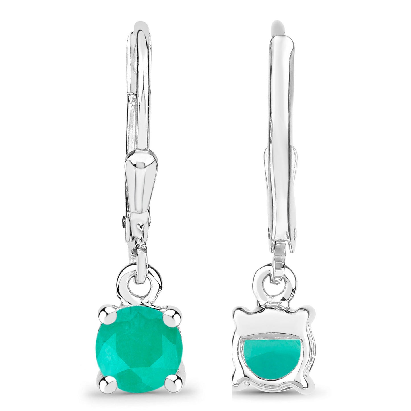 Natural Emerald Earrings 0.9 Carats Sterling Silver