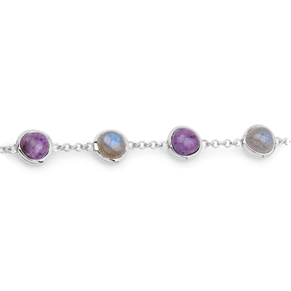 Charoite Bracelet With Labradorite 10.9 Carats Sterling Silver