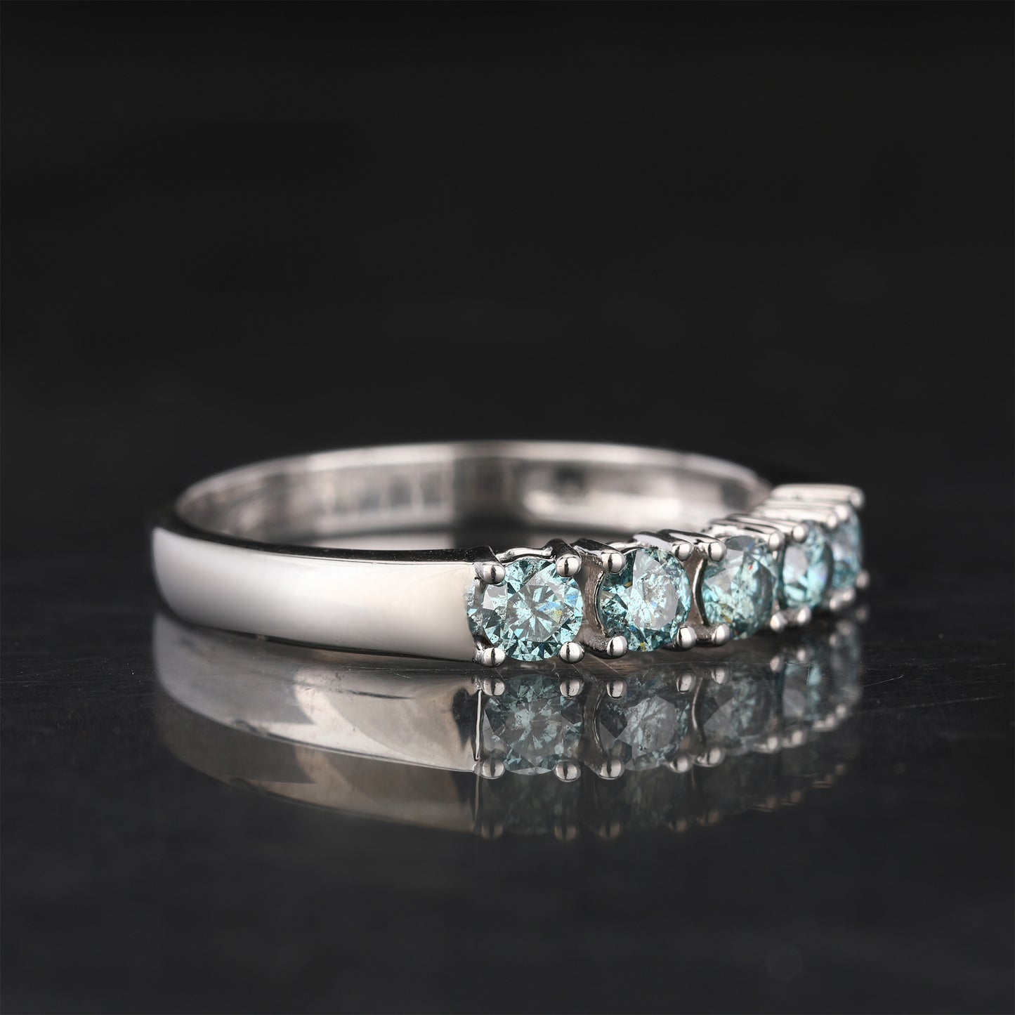 Blue Diamond Ring 0.5 Carats 9K White Gold