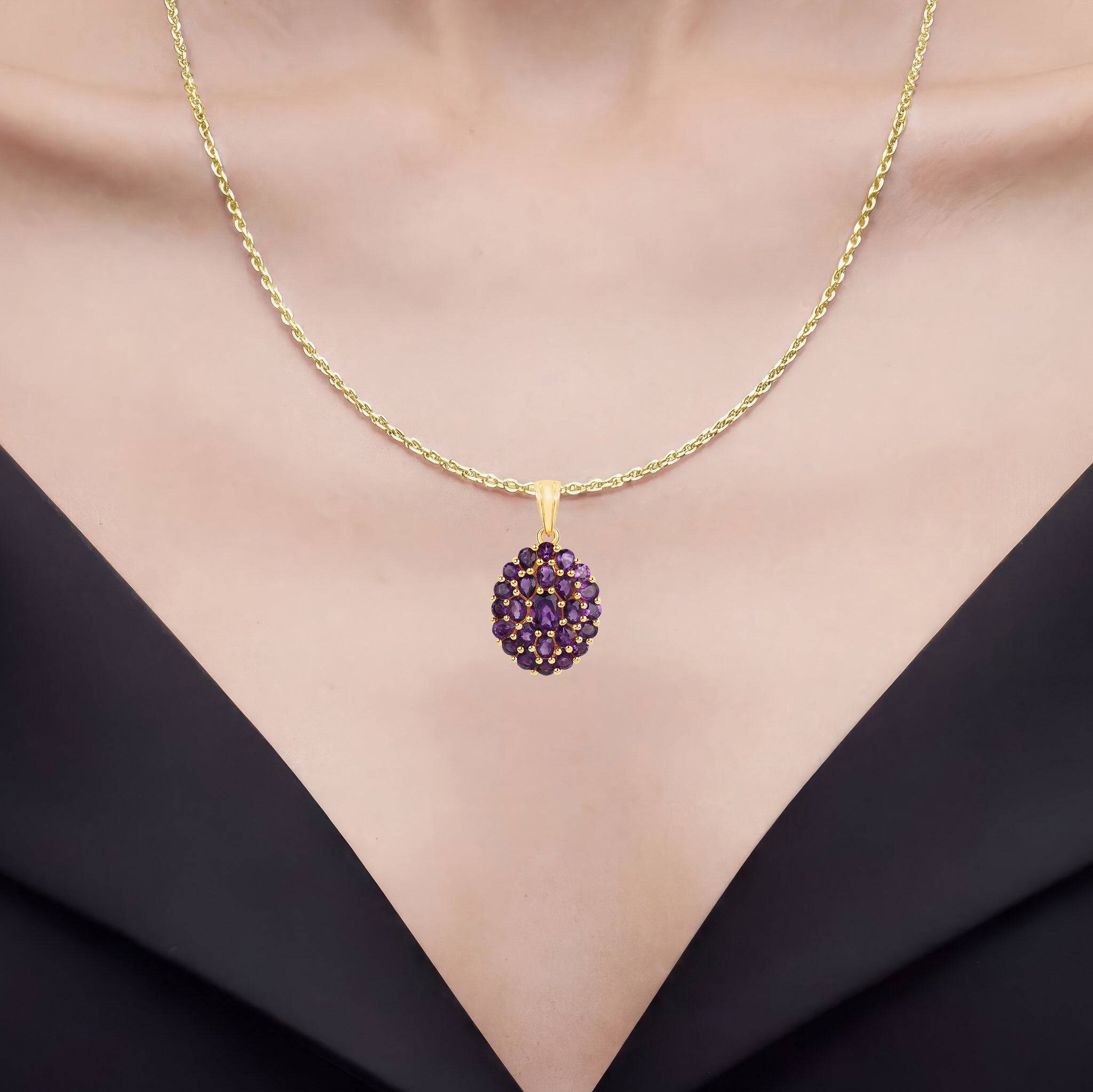 Amethyst Pendant 3.96 Carats Gold Plated Silver