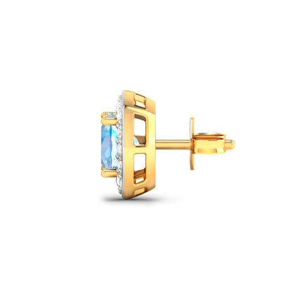 Aquamarine Earrings With Diamonds 1.92 Carats 14K Yellow Gold