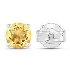 Citrine Stud Earrings 0.88 Carats Sterling Silver