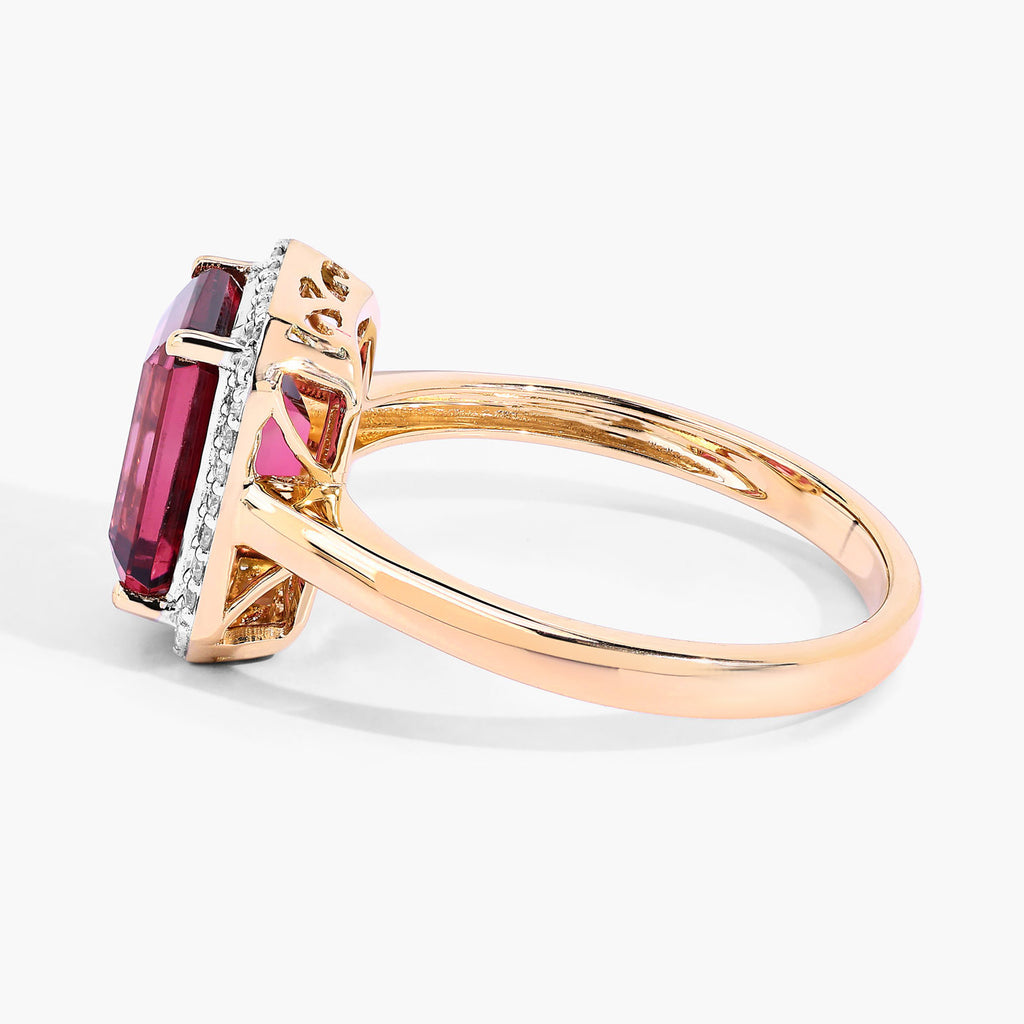 Rubellite Ring With Diamonds 2.72 Carats 14K Yellow Gold