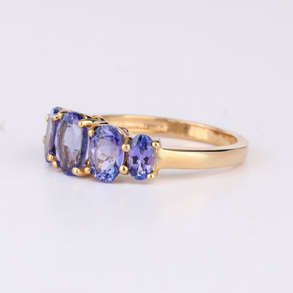 Natural Tanzanite Ring 2.04 Carats 9K Yellow Gold