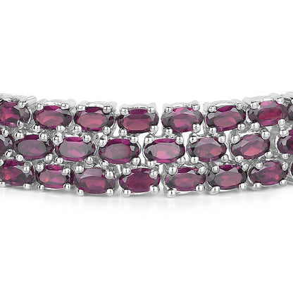 Natural Rhodolite Garnet Wide Tennis Bracelet 31 Carats 110 Gemstones