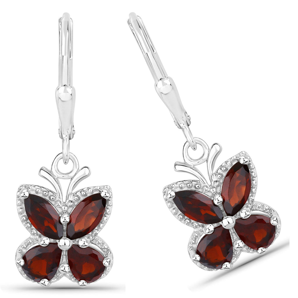 Garnet Earrings 2.56 Carats Sterling Silver