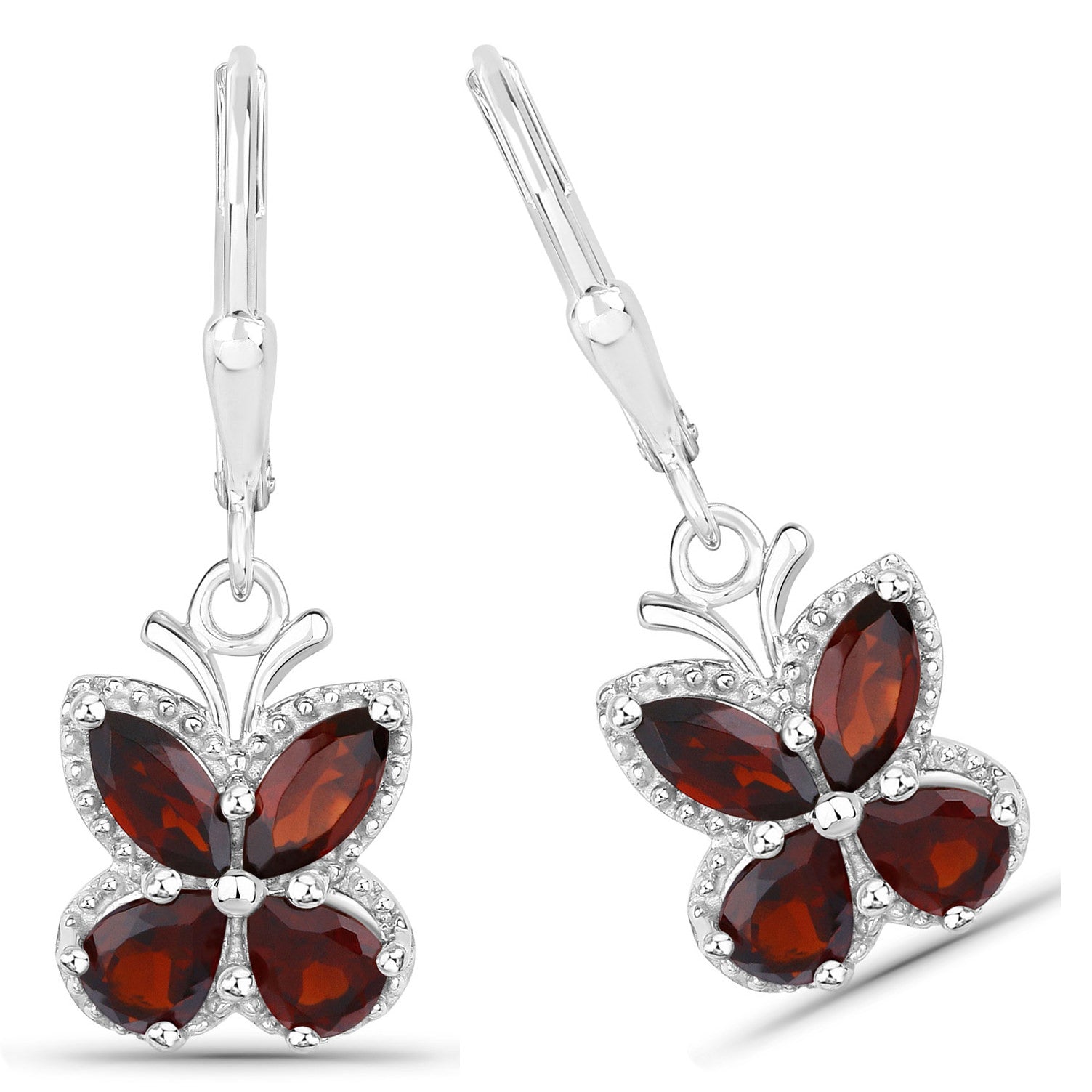 Garnet Earrings 2.56 Carats Sterling Silver