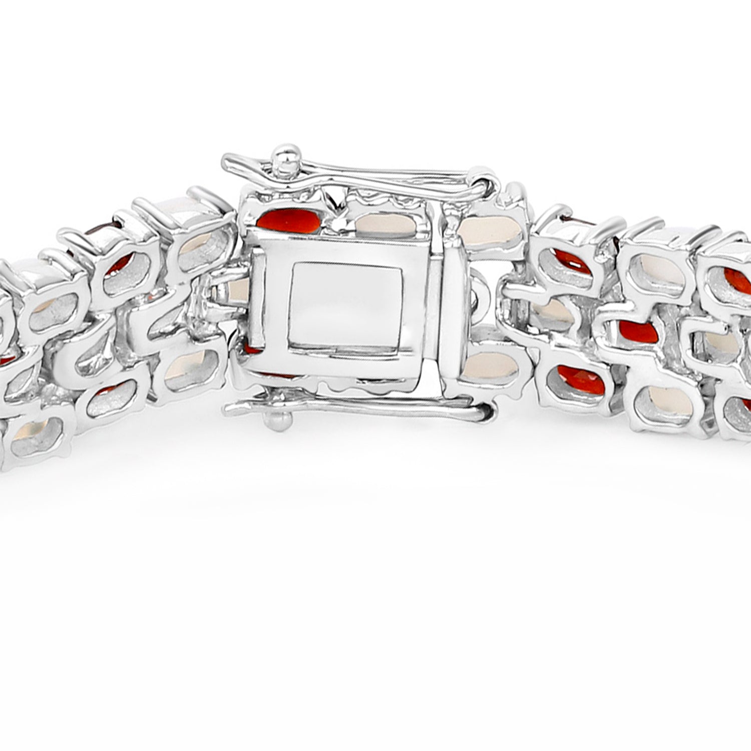 Garnet Tennis Bracelet With Opal 24 Carats Sterling Silver