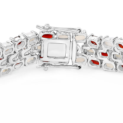 Garnet Tennis Bracelet With Opal 24 Carats Sterling Silver