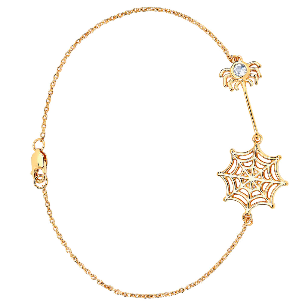 Blue Topaz Spider Bracelet 0.1 Carats Gold Plated Silver