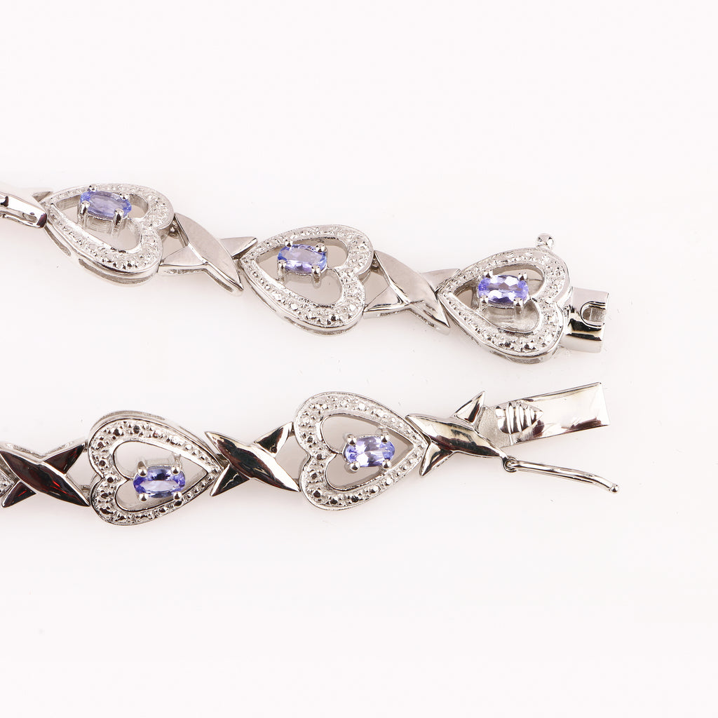 Natural Tanzanite Bracelet With White Topaz 2.27 Carats Sterling Silver