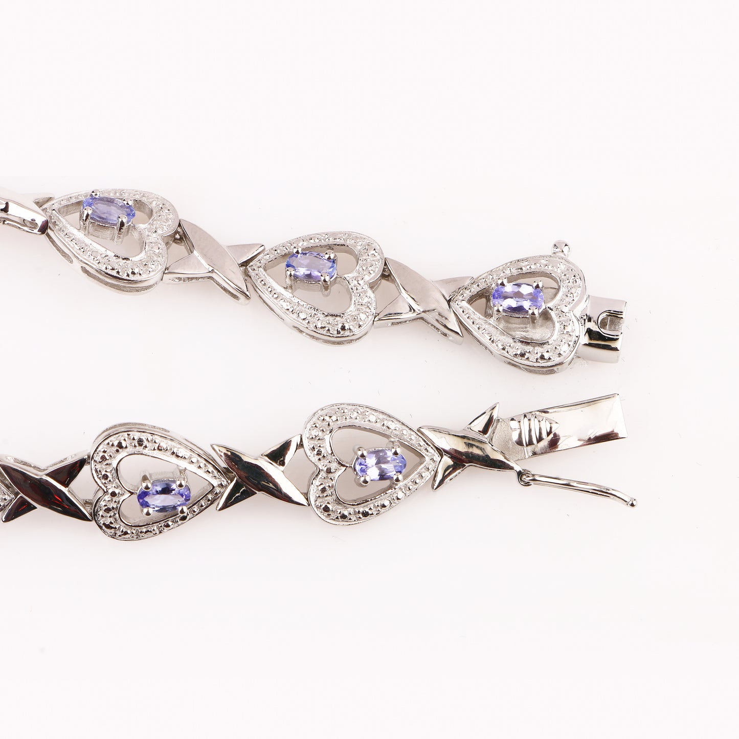 Natural Tanzanite Bracelet With White Topaz 2.27 Carats Sterling Silver