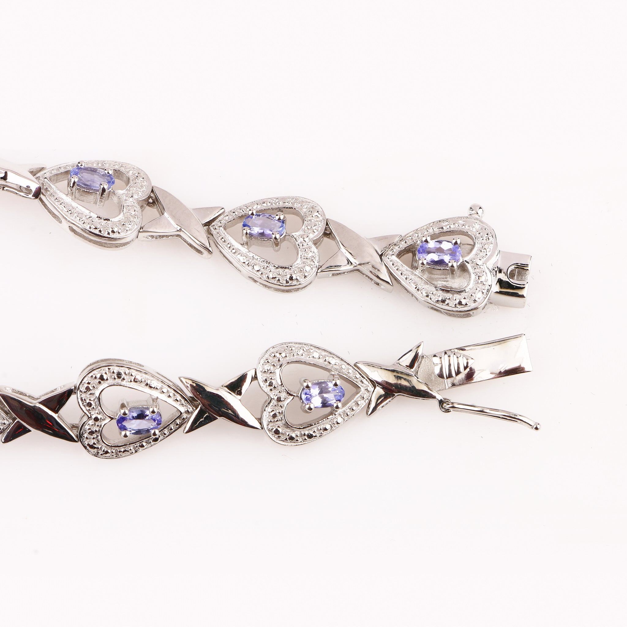 Natural Tanzanite Bracelet With White Topaz 2.27 Carats Sterling Silver