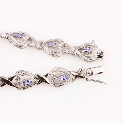 Natural Tanzanite Bracelet With White Topaz 2.27 Carats Sterling Silver