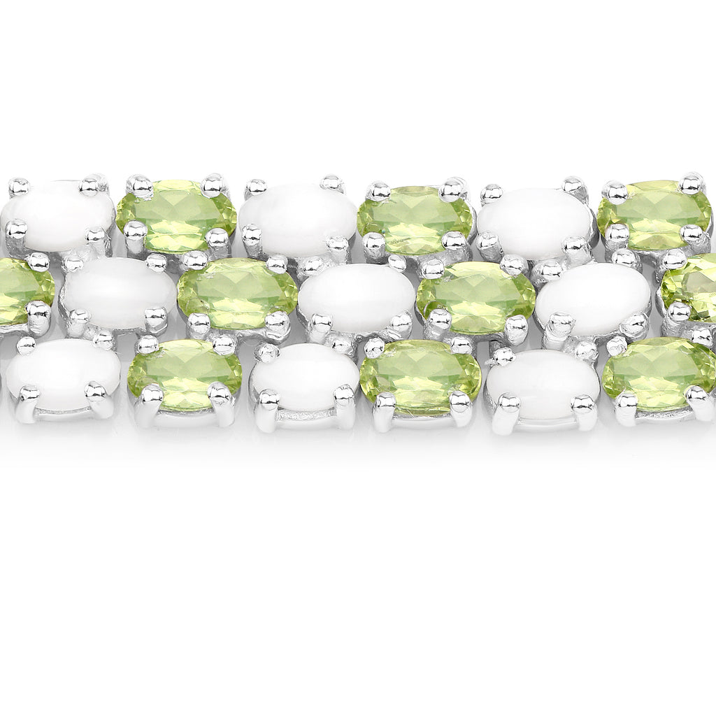 Peridot Tennis Bracelet With Opal 19.7 Carats Sterling Silver