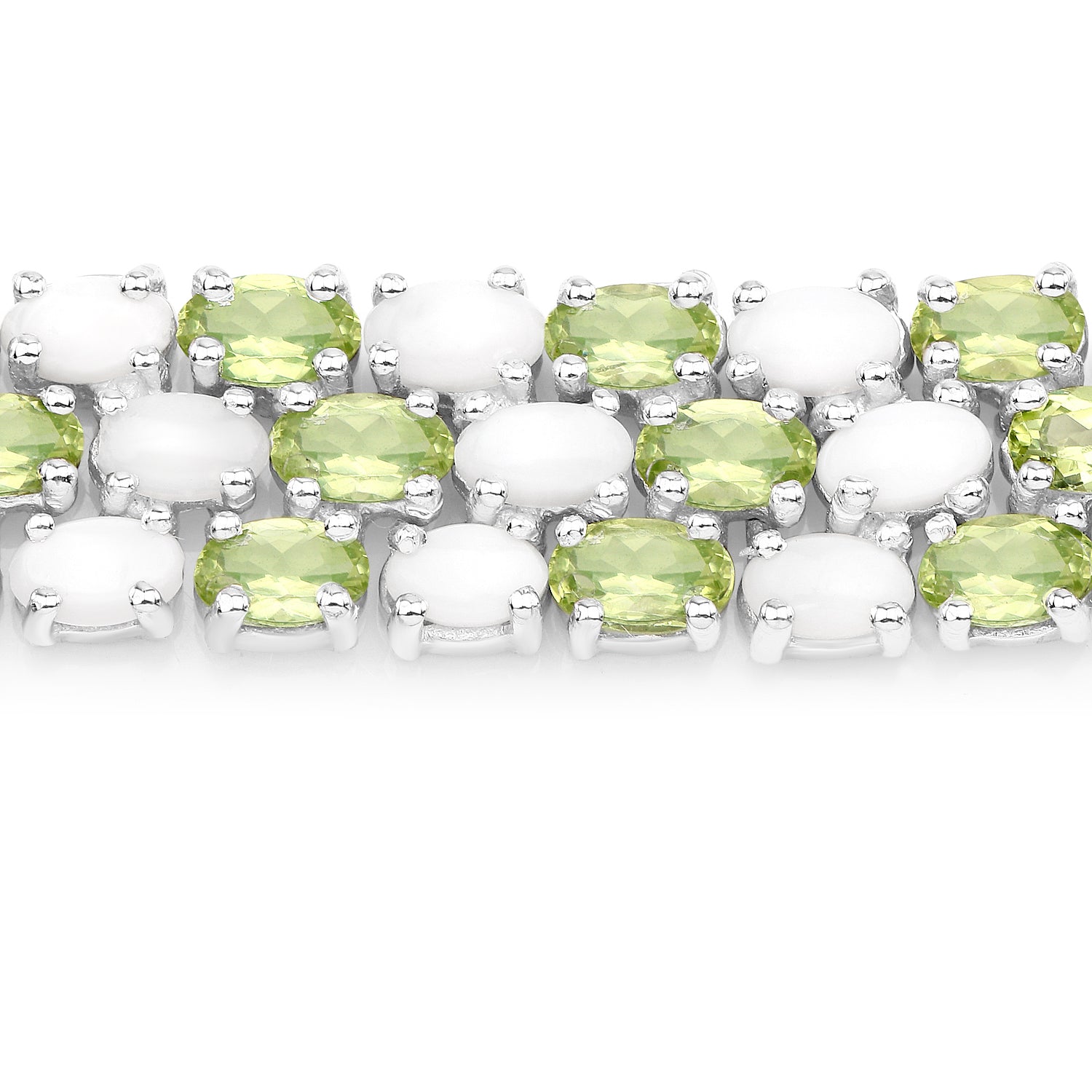 Peridot Tennis Bracelet With Opal 19.7 Carats Sterling Silver