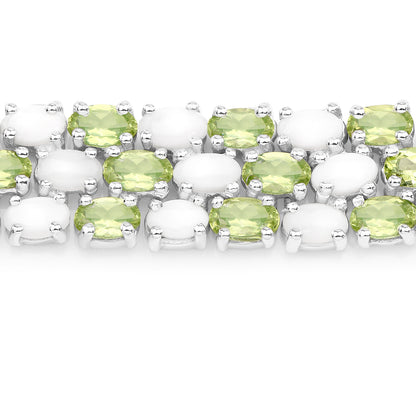 Peridot Tennis Bracelet With Opal 19.7 Carats Sterling Silver
