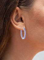 Tanzanite Hoop Earrings 5.08 Carats Sterling Silver