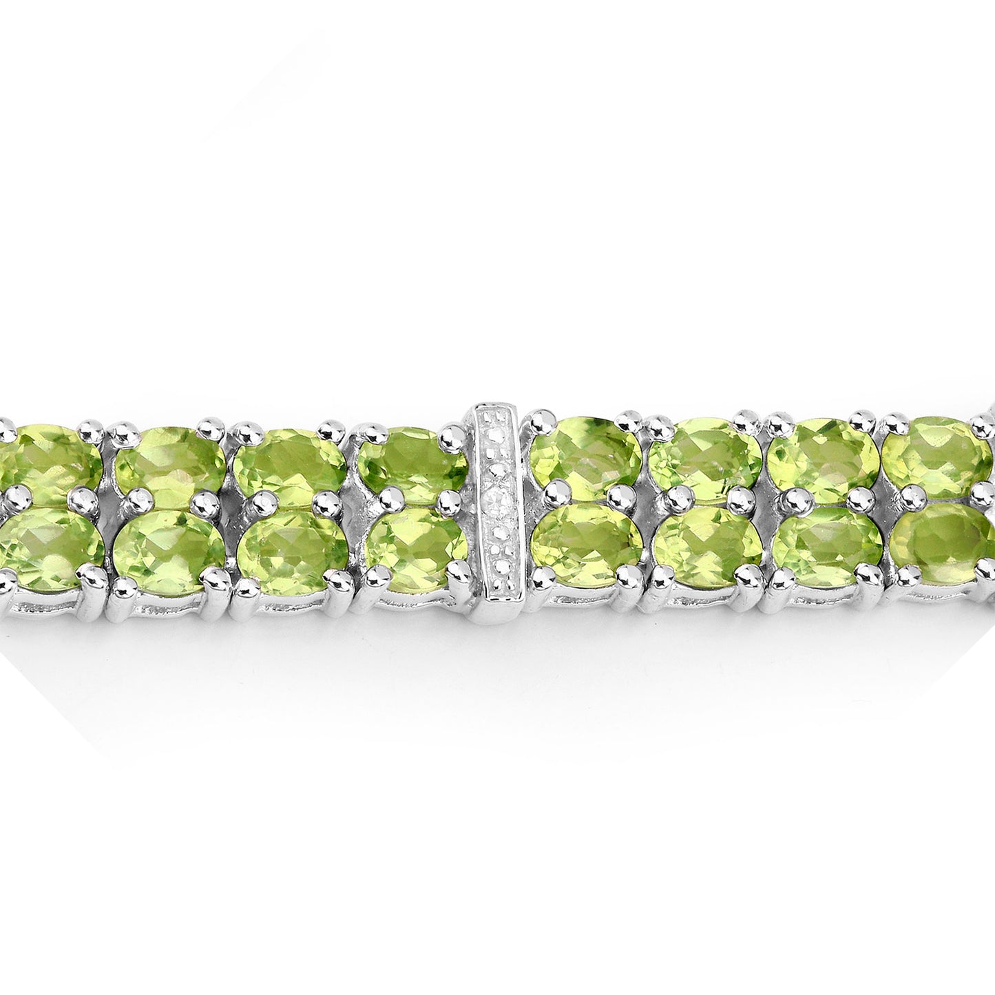 Peridot Tennis Bracelet White Topaz 12.9 Carats Silver