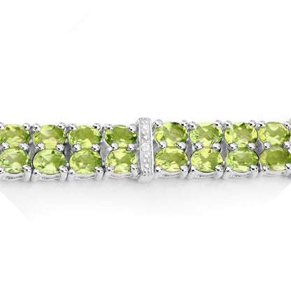 Peridot Tennis Bracelet White Topaz 12.9 Carats Silver