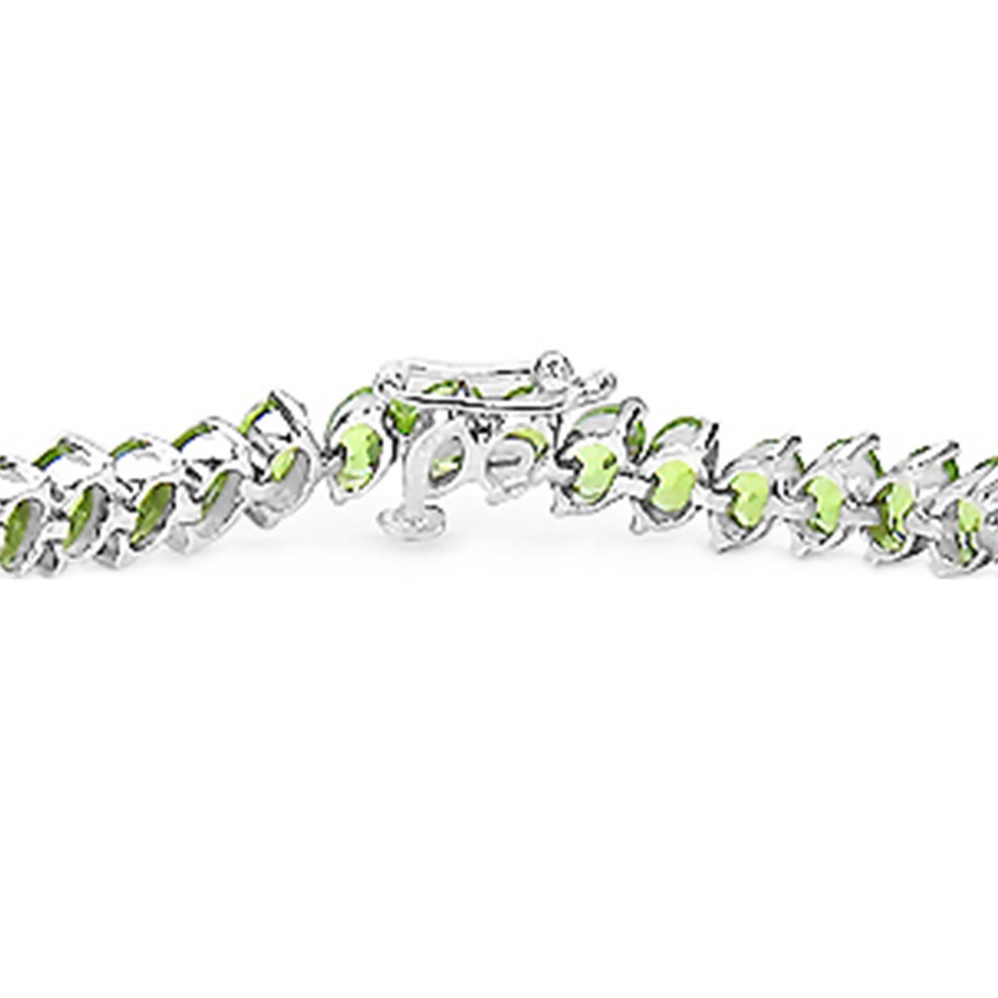 Natural Peridot Tennis Bracelet Oval Cut 19.4 Carats 18K White Gold Plated