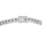 Blue Sapphire Tennis Bracelet With Diamonds 3.72 Carats Sterling Silver