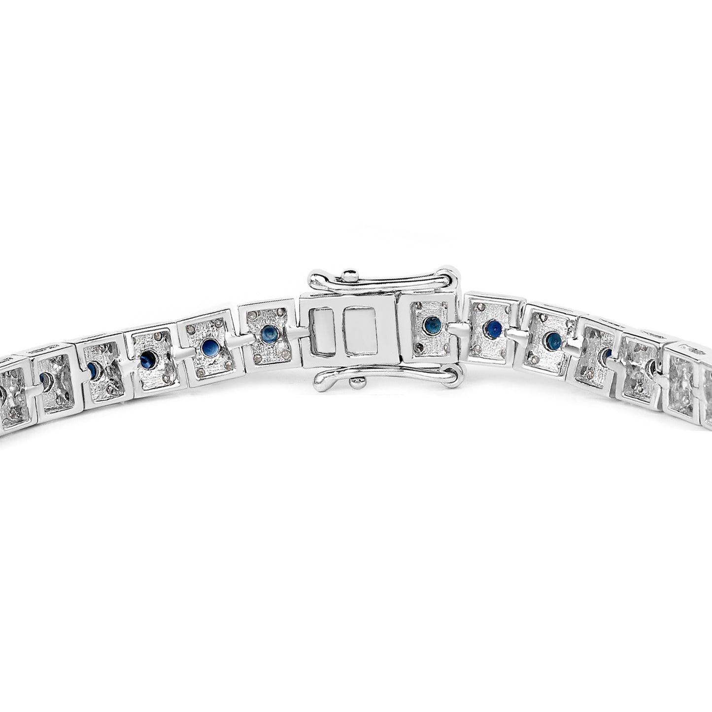 Blue Sapphire Tennis Bracelet With Diamonds 3.72 Carats Sterling Silver