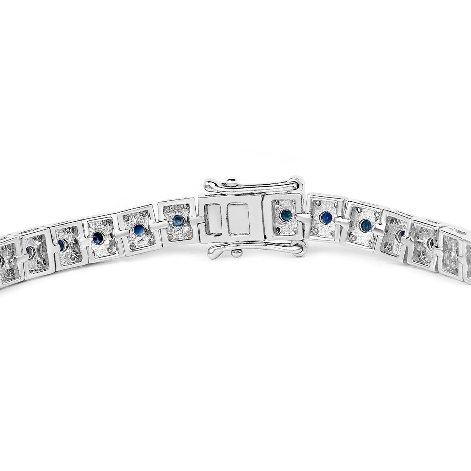 Blue Sapphire Tennis Bracelet With Diamonds 3.72 Carats Sterling Silver