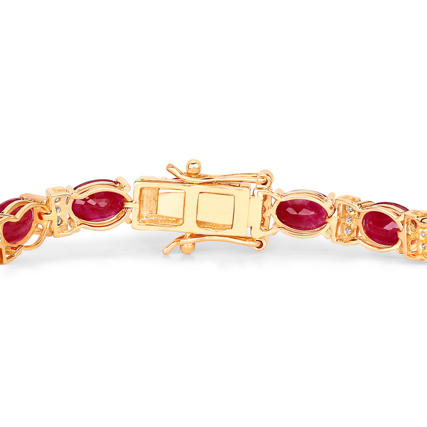 Ruby Tennis Bracelet White Diamonds 16.5 Carats 14K Yellow Gold